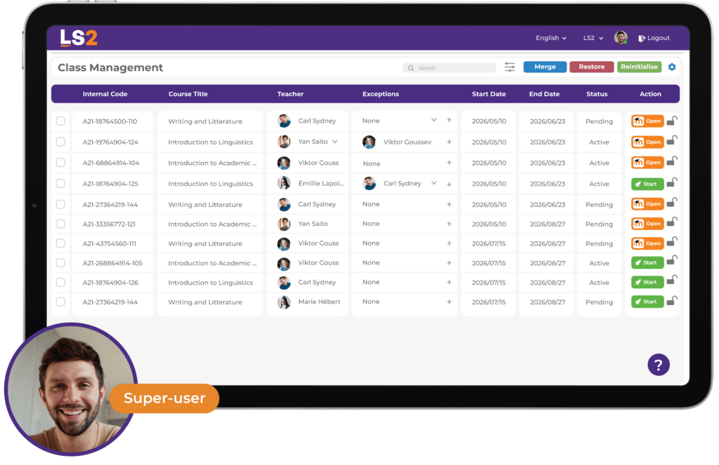 Super-user administration interface
